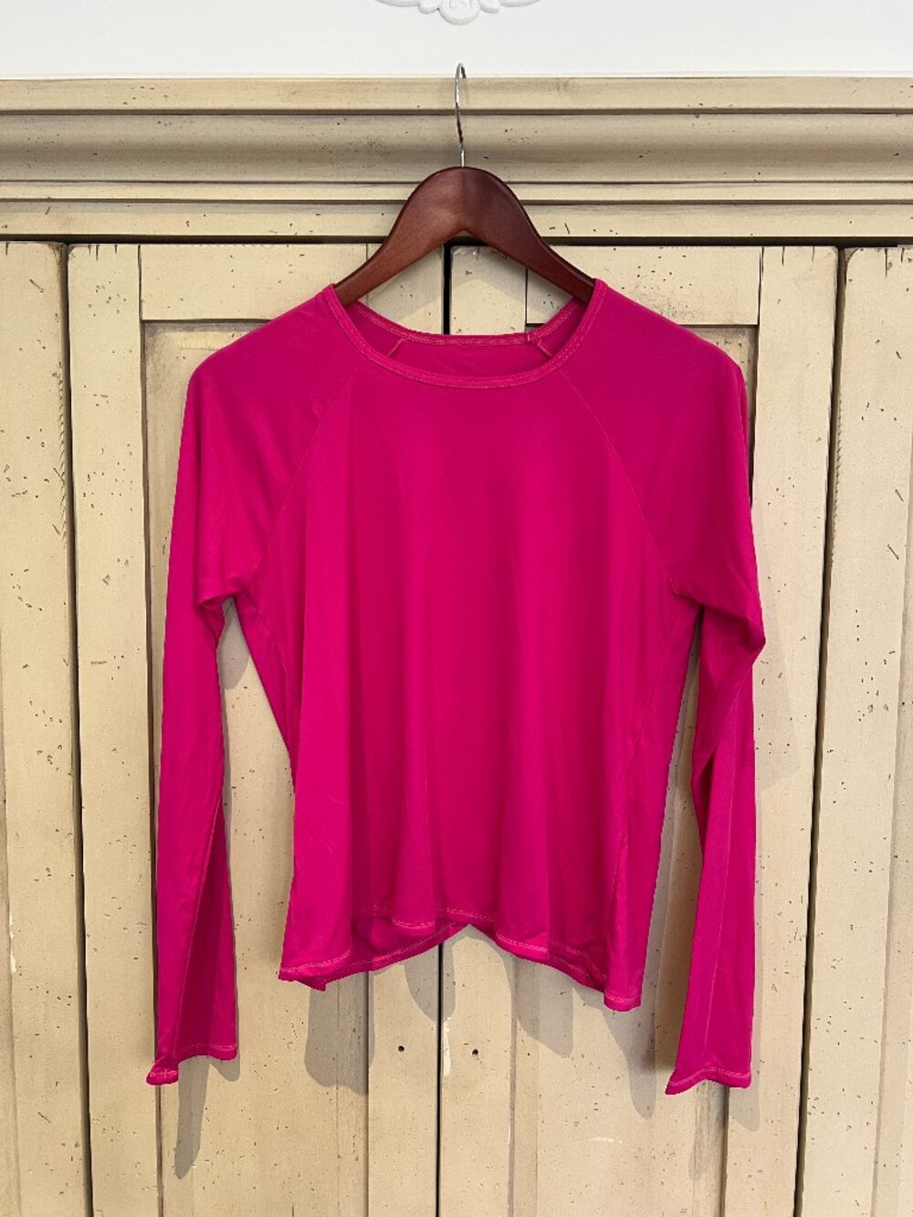 Dona Jo Endurance Top Pink Batom Long Sleeve Crossover Back UPF 50+ Size 1 S